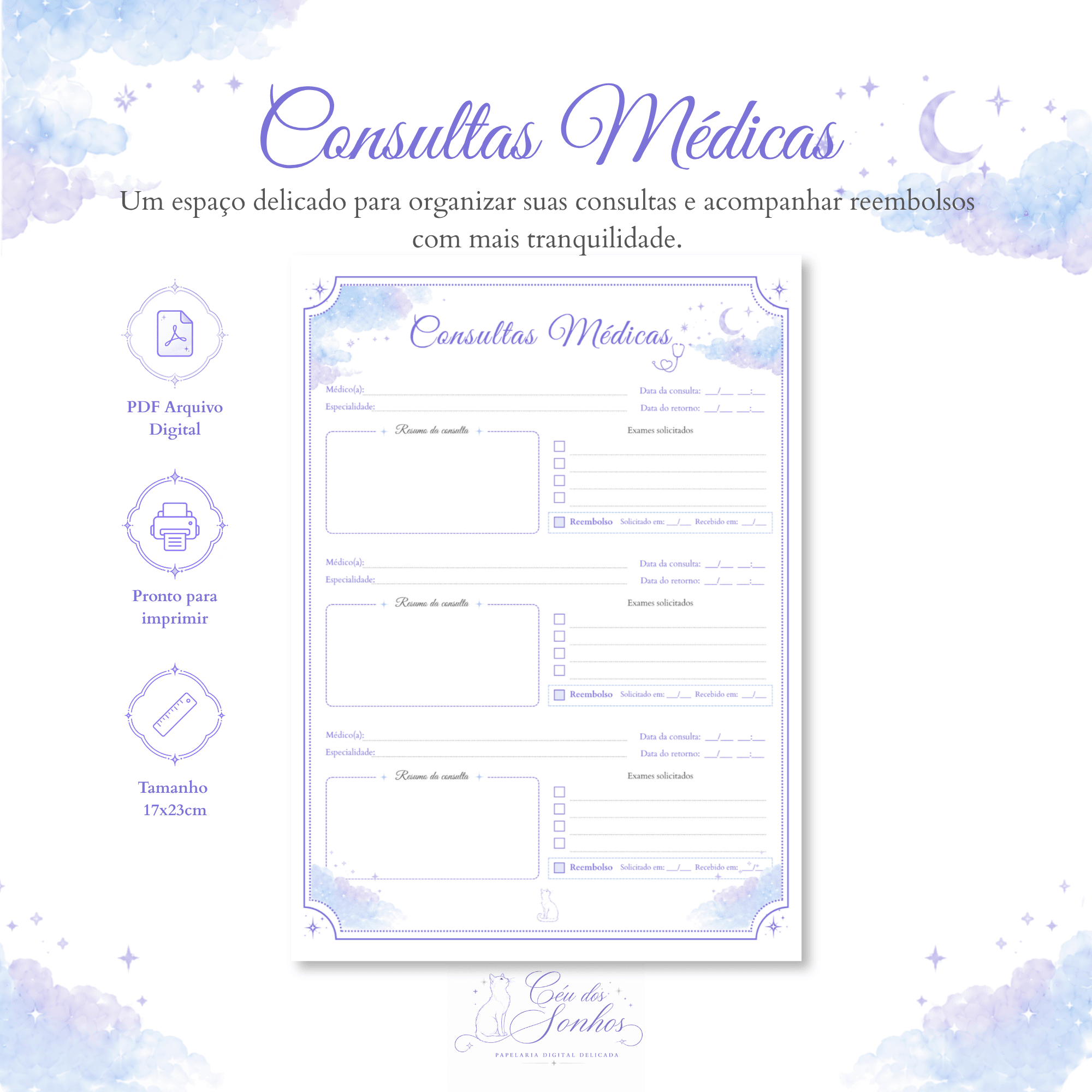 Insert Consultas Médicas para Planner — produto digital para imprimir